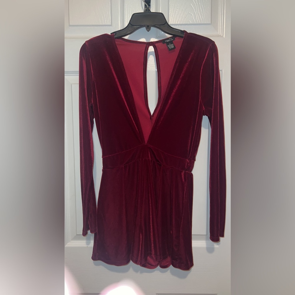 BURGANDY Velour Romper Medium